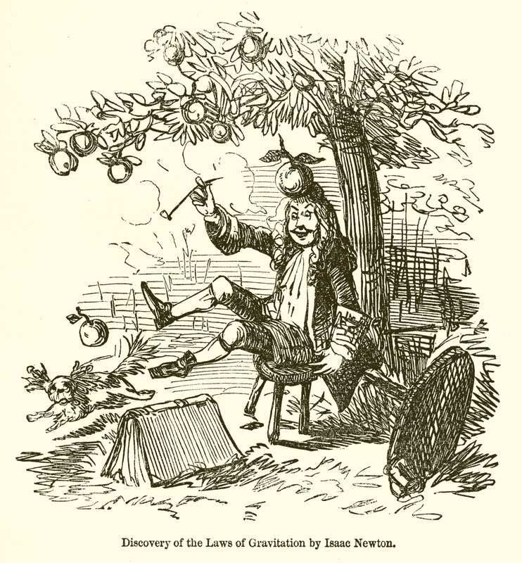 Descubrimiento de las leyes de la gravitación por Isaac Newton de John Leech