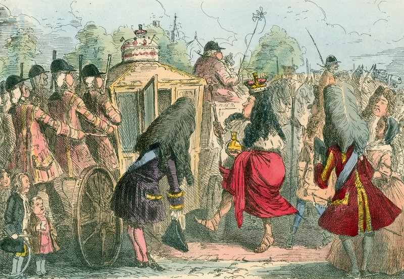 Georgy Porgy el Primero saliendo a pasear en su carroza estatal de John Leech