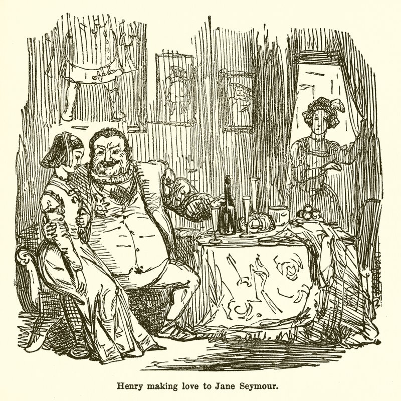Enrique cortejando a Jane Seymour de John Leech