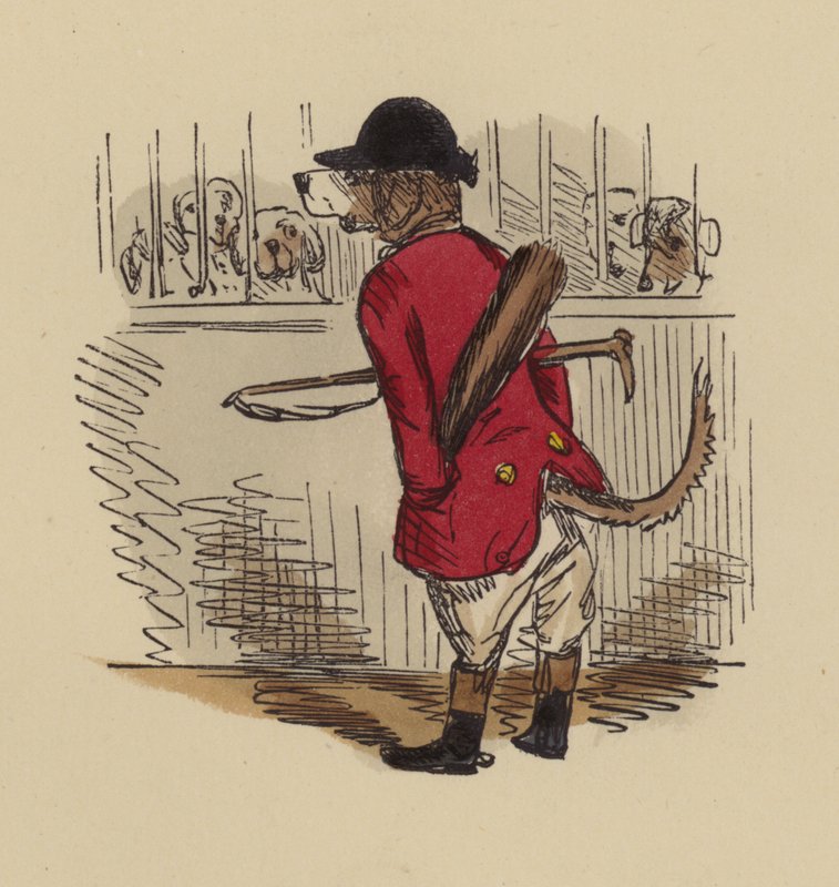 Sabueso vestido de cazador de John Leech