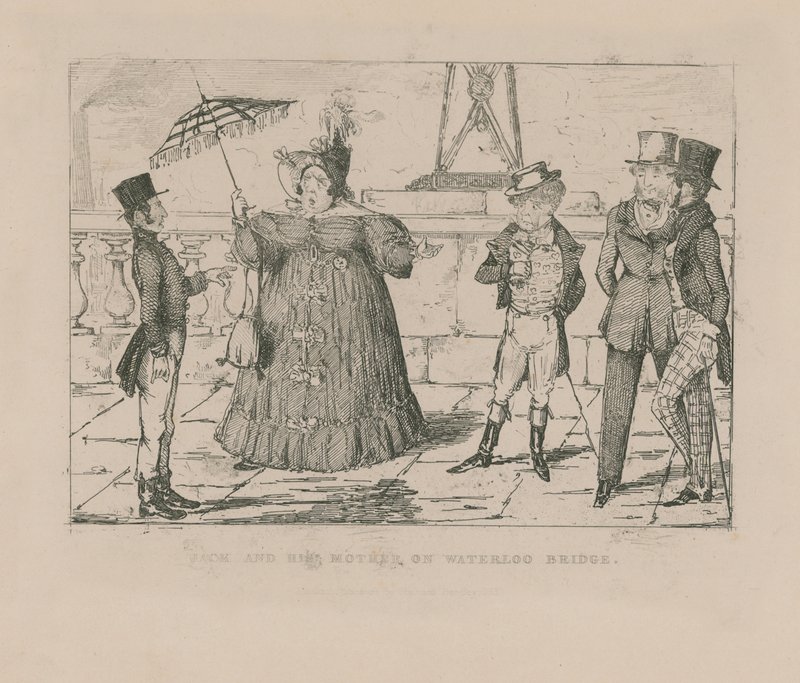 Jack y su madre en el puente de Waterloo de John Leech