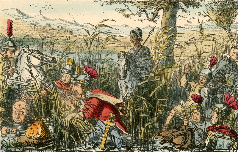 Mario descubierto en los pantanos de Minturnae de John Leech