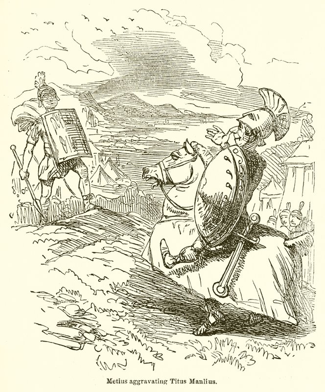 Metius agravando a Tito Manlio de John Leech
