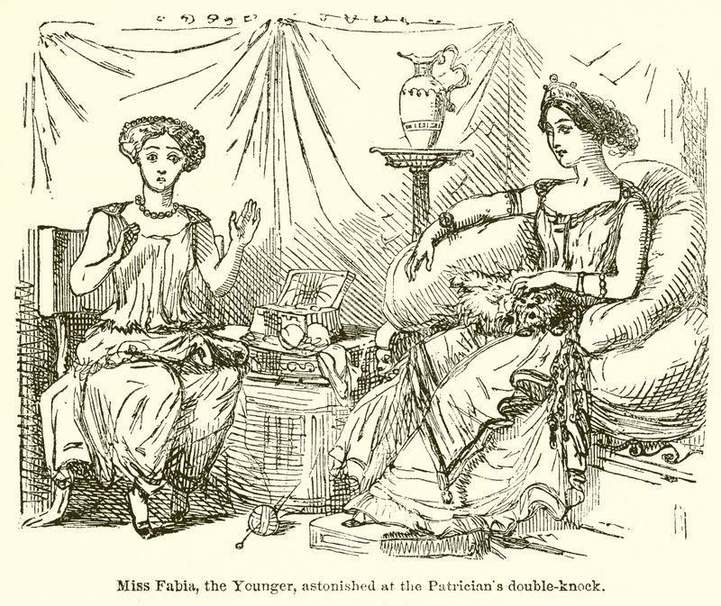 La señorita Fabia, la más joven, asombrada por el doble golpe del patricio de John Leech