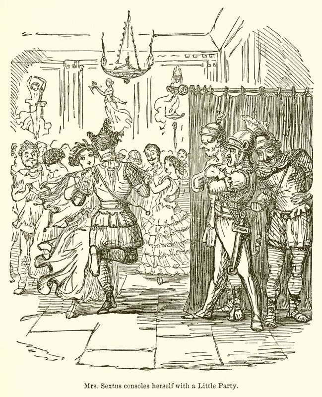La señora Sextus se consuela con una pequeña fiesta de John Leech