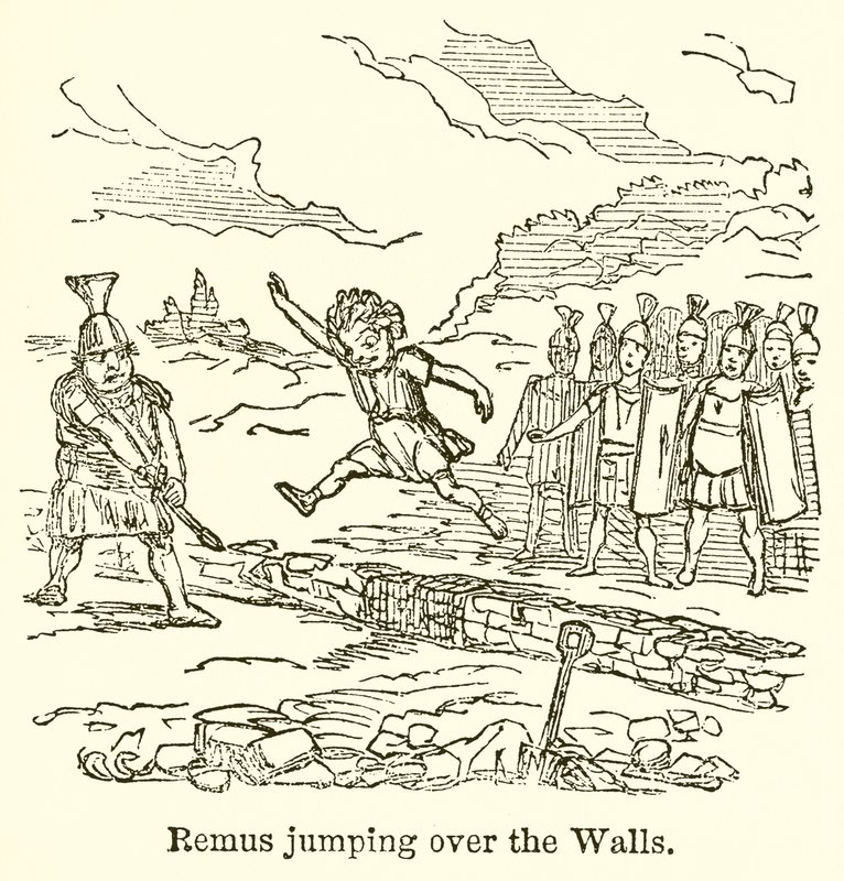 Remo saltando sobre las murallas de John Leech