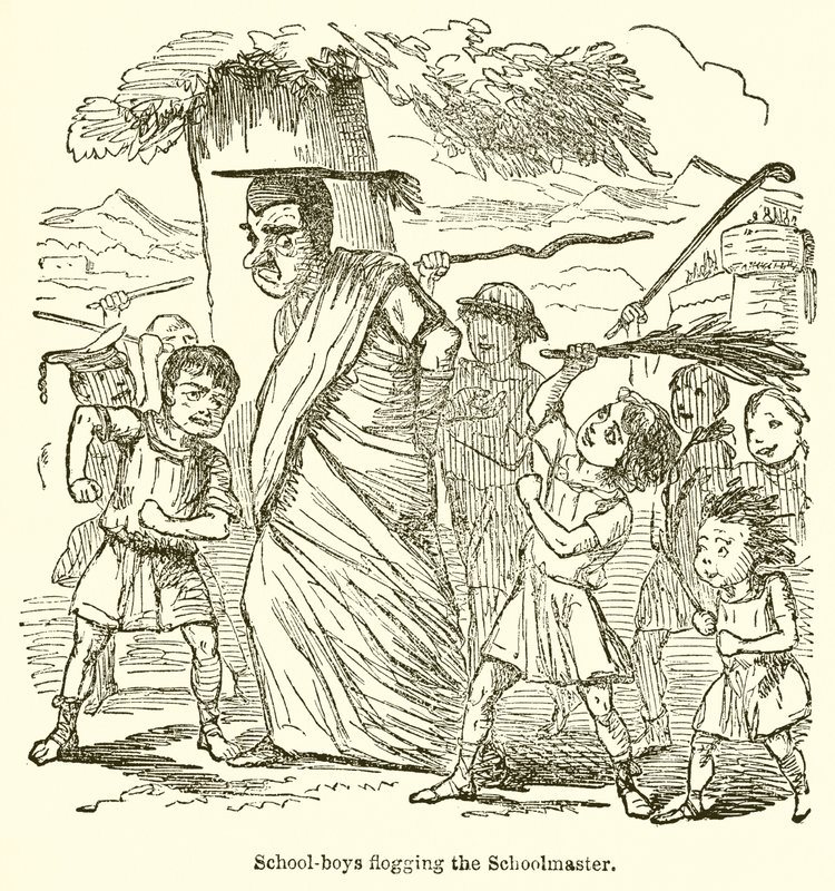 Escolares azotando al maestro de John Leech