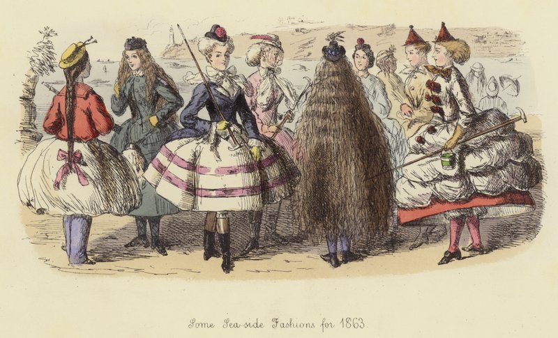 Algunas modas de playa para 1863 de John Leech