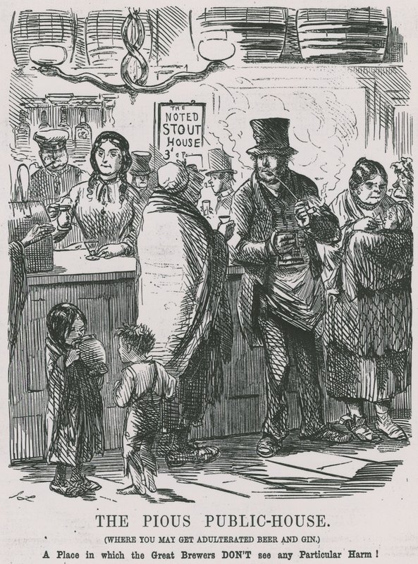 La casa pública piadosa, donde puedes conseguir cerveza y ginebra adulteradas de John Leech
