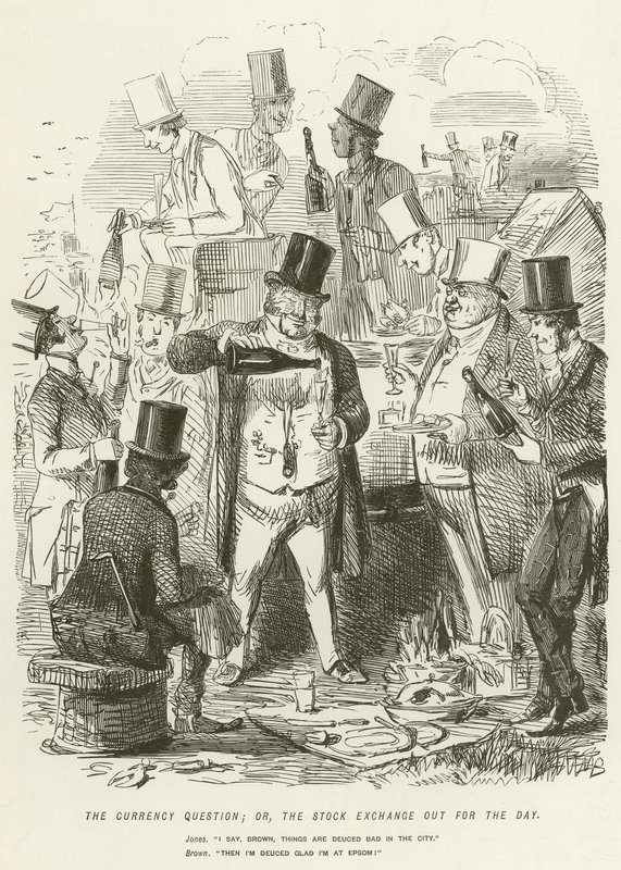 La cuestión de la moneda; o, la Bolsa de valores fuera por el día de John Leech