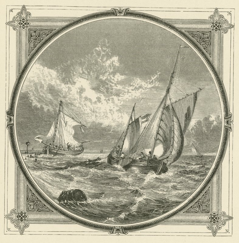 Un barco encallado es un faro en el mar (grabado) de John Leighton