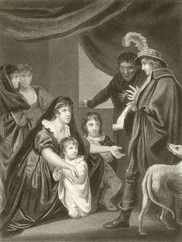 Lady Elizabeth Gray suplicando a Eduardo IV que proteja a sus hijos de John Opie