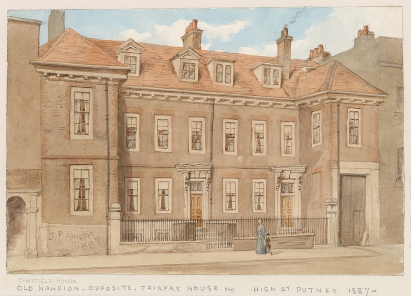Casa Chatfield, frente a la Casa Fairfax, High Street, Putney, 1887 de John Phillipp Emslie