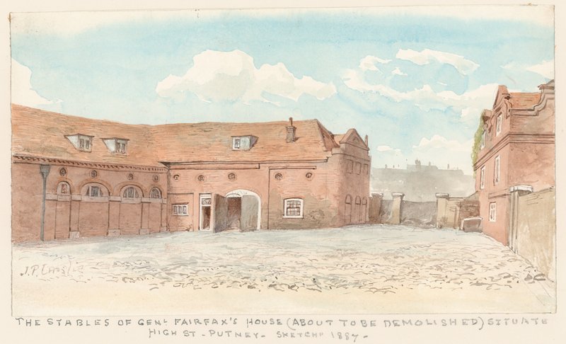 Los establos de la casa del General Fairfax, High Street, Putney, 1887 de John Phillipp Emslie
