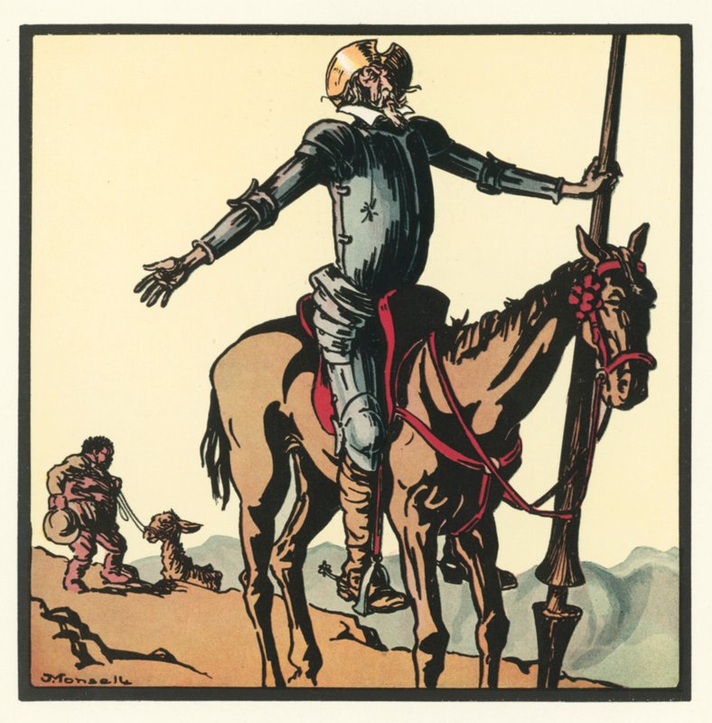 Rimas de Kensington: Don Quijote (litografía en color) de John Robert (after) Monsell