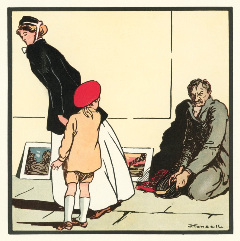 Rimas de Kensington: The Pavement Artist (litografía en color) de John Robert (after) Monsell