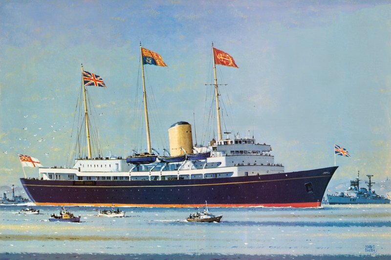 Britannia, hogar flotante de la Reina Isabel II y el Príncipe Felipe (litografía en color) de John S. Smith