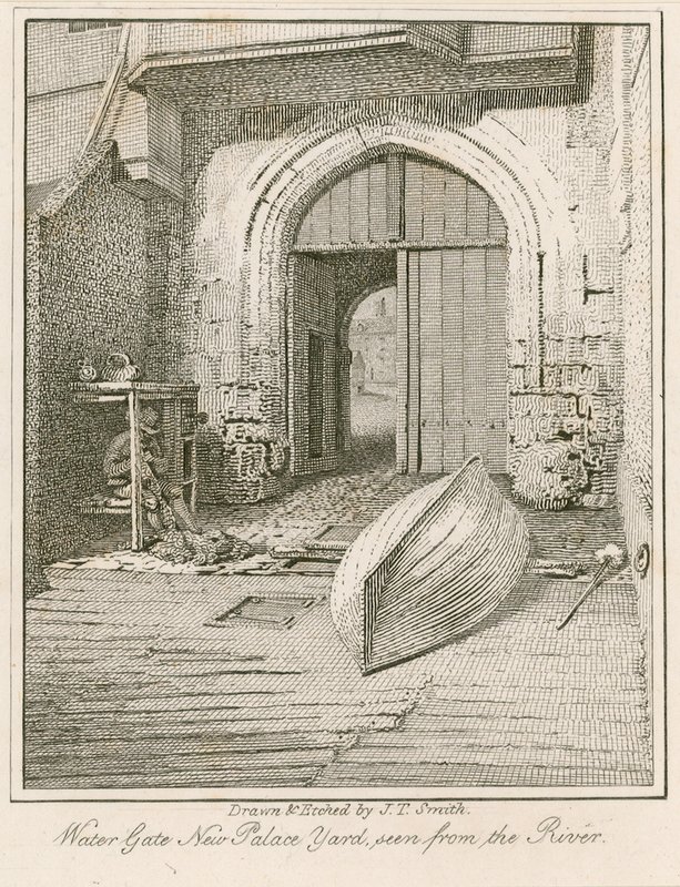 Puerta de agua, New Palace Yard, Palacio de Westminster de John Thomas Smith