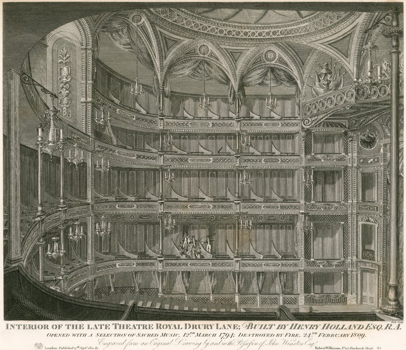 Interior del antiguo Theatre Royal, Drury Lane, Londres de John Winston