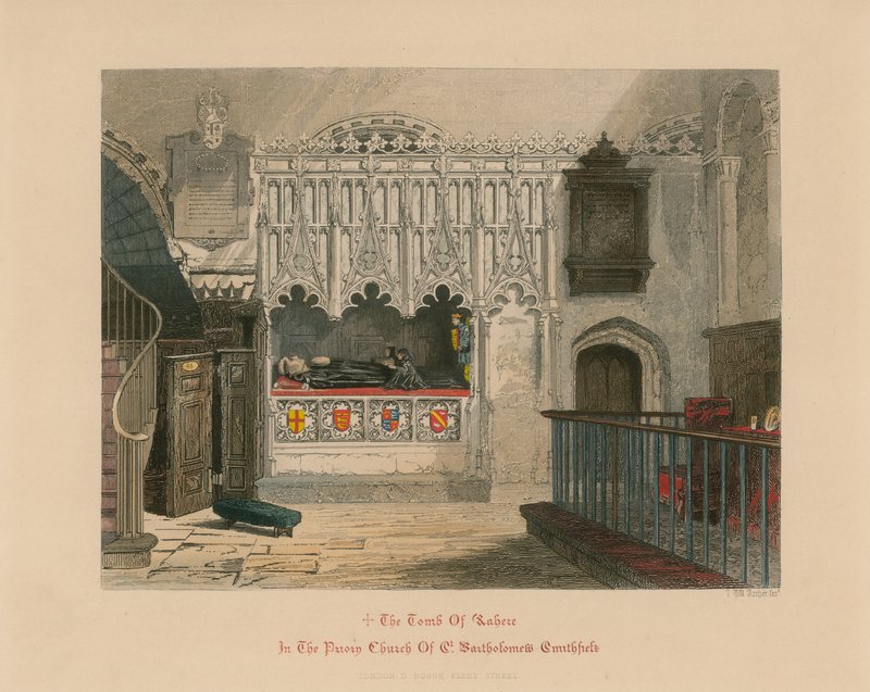 Tumba del Prior Rayhere, Iglesia de San Bartolomé el Grande, Smithfield de John Wykeham Archer