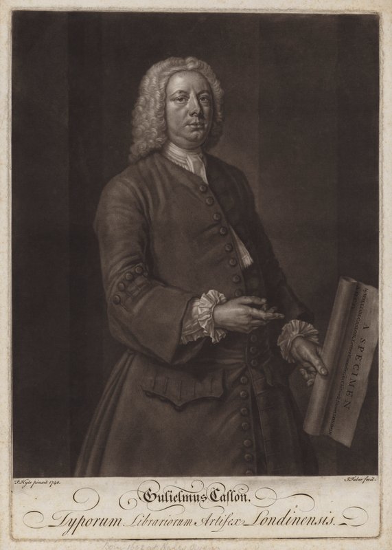 William Caslon, tipógrafo inglés (mezzotinta) de John the younger Faber