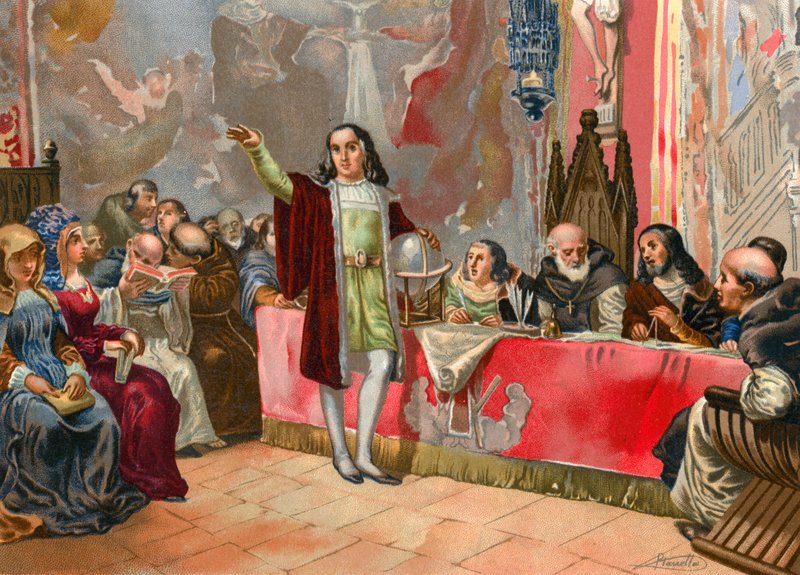 Colón ante la Junta de Salamanca de Josep or Jose Planella Coromina
