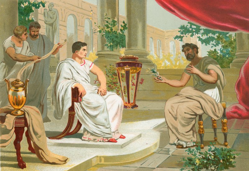 Conversación entre Plinio el Viejo y el emperador Vespasiano de Josep or Jose Planella Coromina