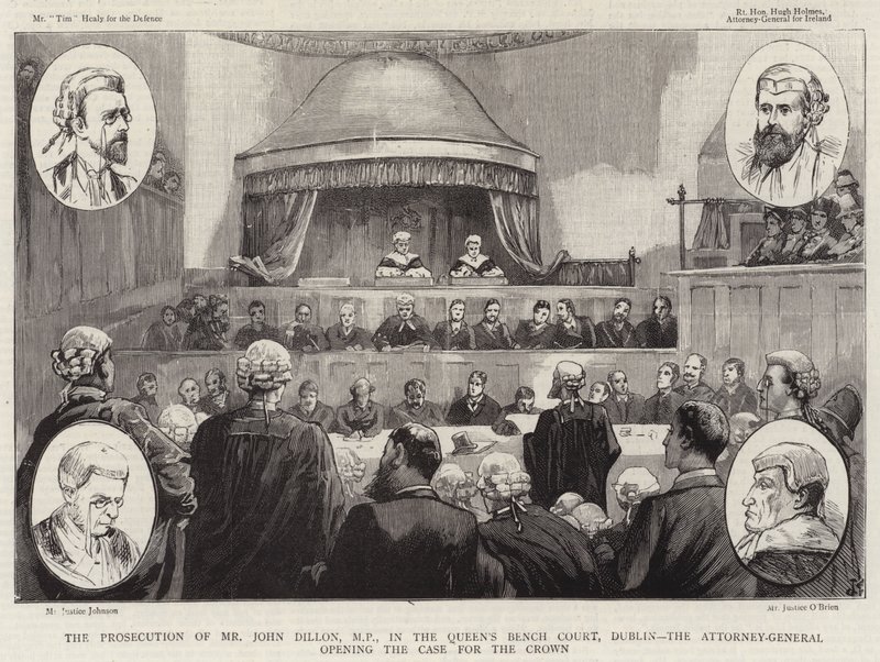 El enjuiciamiento del Sr. John Dillon, MP, en el Tribunal de la Reina, Dublín, el Fiscal General abriendo el caso para la Corona de Joseph Finnemore