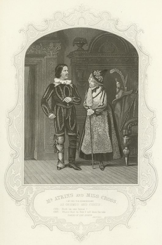 Mr Atkins y Miss Cross (del T R Birmingham) como Grumio y Curtis, La fierecilla domada de Joseph Kenny Meadows