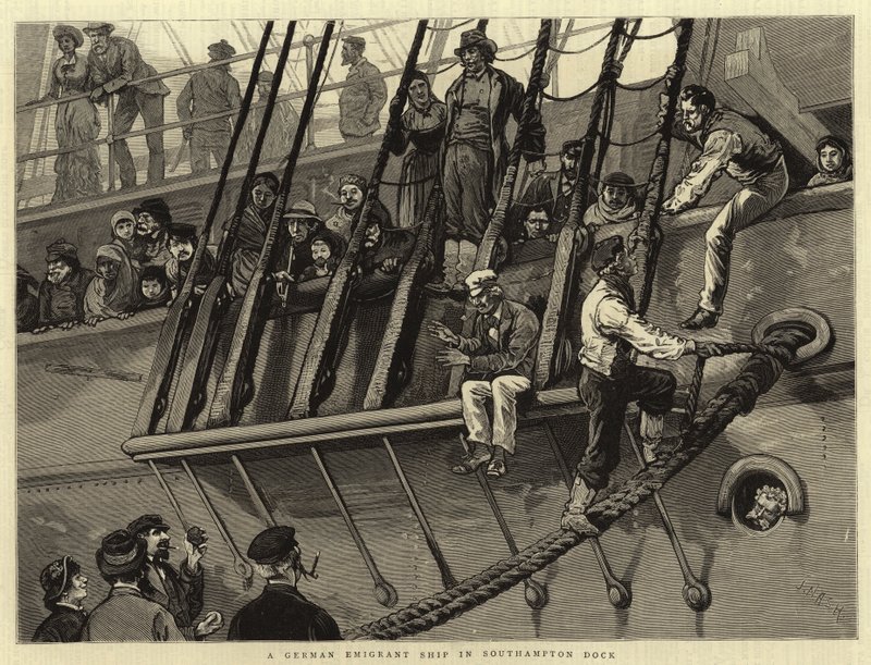 Un barco de emigrantes alemanes en el muelle de Southampton de Joseph Nash