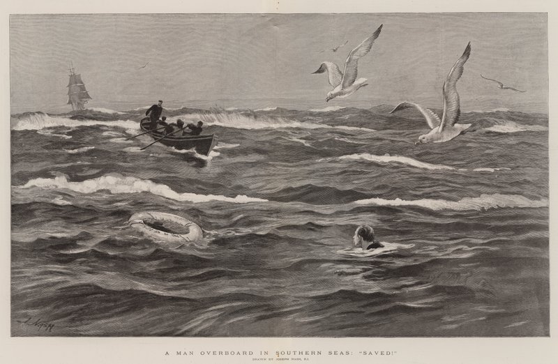 Un hombre al agua en los mares del sur, ¡Salvado! de Joseph Nash