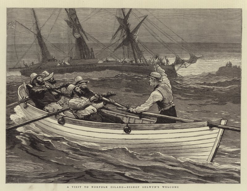 Una visita a la Isla Norfolk, la bienvenida del obispo Selwyn de Joseph Nash