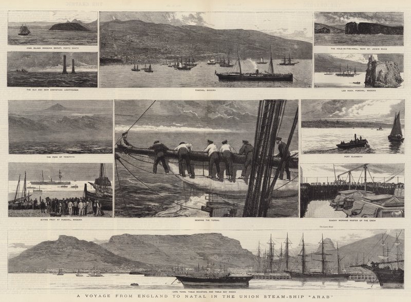 Un viaje de Inglaterra a Natal en el barco de vapor Union Arab de Joseph Nash