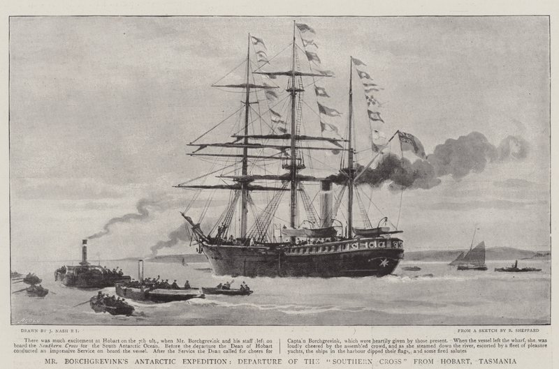 Expedición Antártica del Sr. Borchgrevink, Salida del Southern Cross de Hobart, Tasmania de Joseph Nash