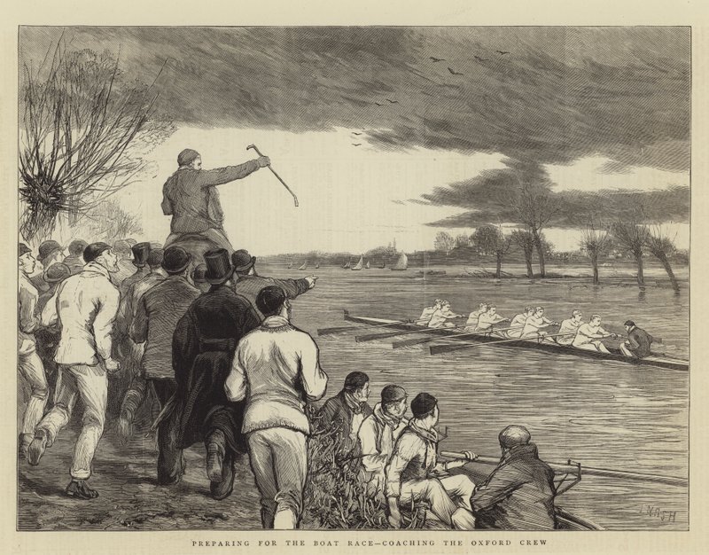 Preparándose para la carrera de botes, entrenando al equipo de Oxford de Joseph Nash