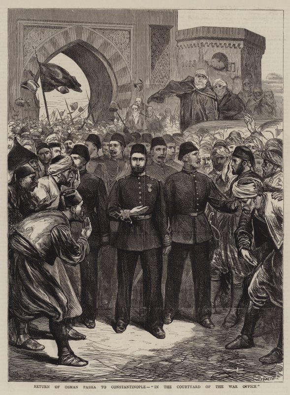Retorno de Osman Pasha a Constantinopla, en el Patio del Ministerio de Guerra de Joseph Nash