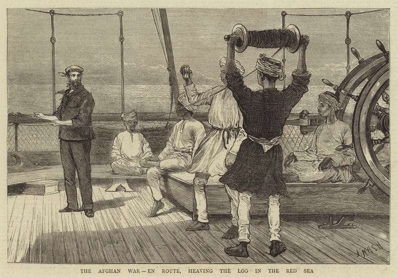 La guerra afgana, en ruta, levantando el tronco en el Mar Rojo de Joseph Nash