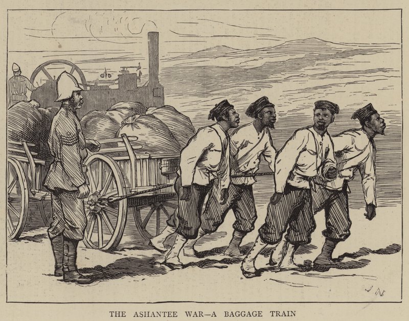 La guerra de Ashantee, un tren de equipajes de Joseph Nash