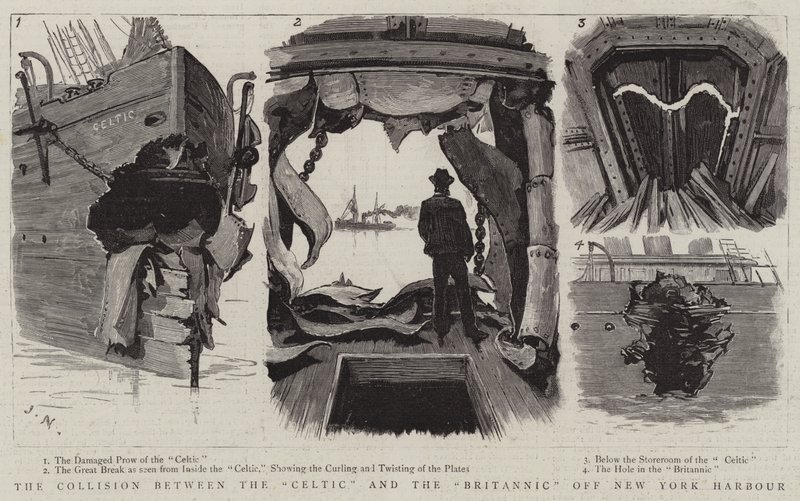 La colisión entre el Celtic y el Britannic en el puerto de Nueva York de Joseph Nash