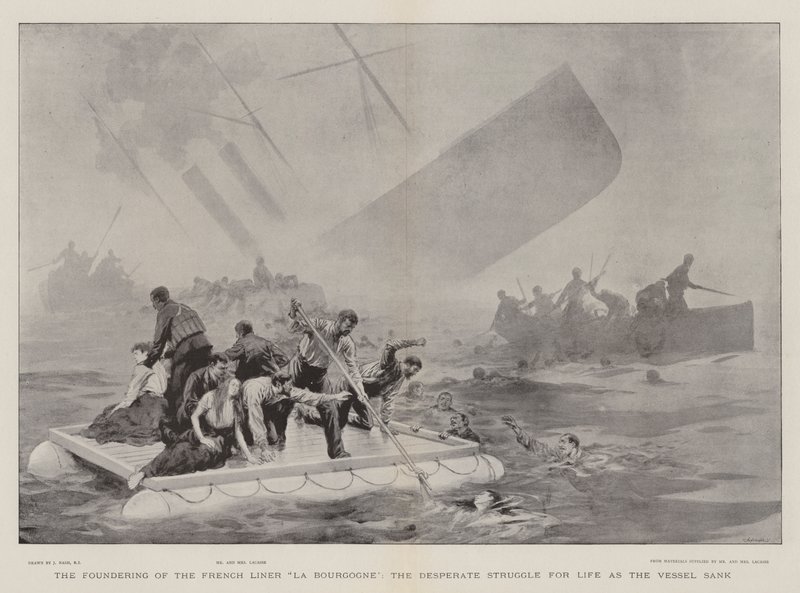 El naufragio del transatlántico francés La Bourgogne, la lucha desesperada por la vida mientras el barco se hundía de Joseph Nash