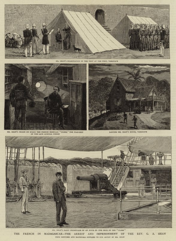 Los franceses en Madagascar, el arresto y encarcelamiento del reverendo G A Shaw de Joseph Nash