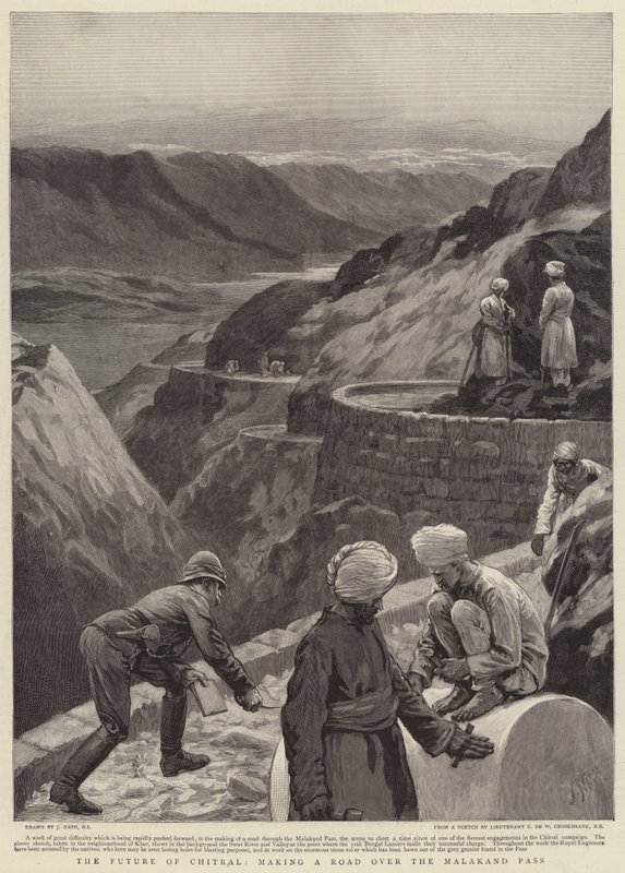 El futuro de Chitral, haciendo un camino sobre el paso de Malakand de Joseph Nash