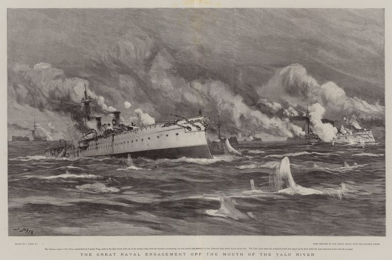 El gran enfrentamiento naval en la desembocadura del río Yalu de Joseph Nash