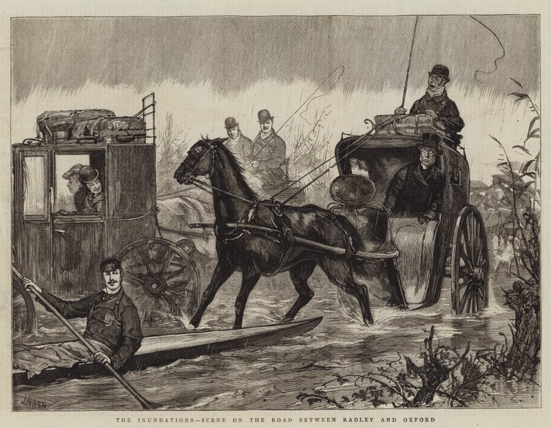 Las Inundaciones, Escena en el Camino entre Radley y Oxford de Joseph Nash