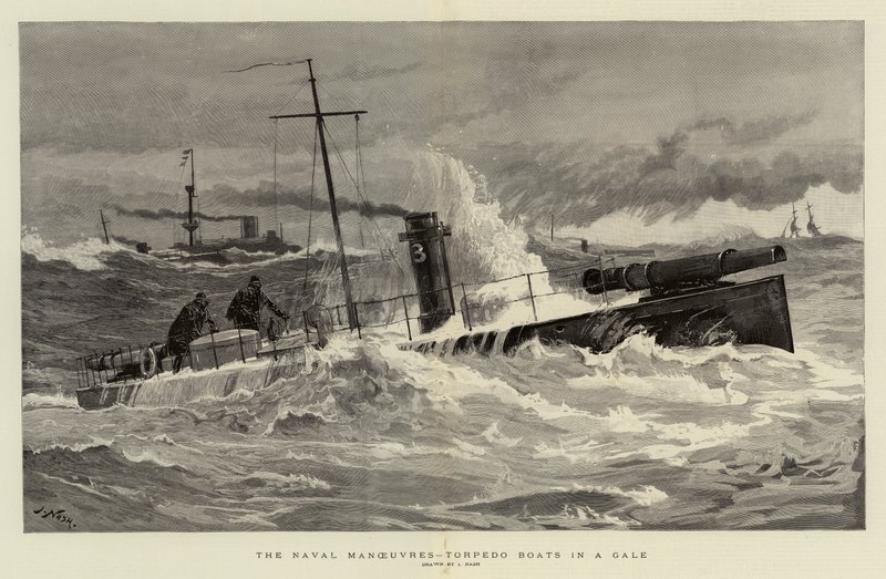 Las Maniobras Navales, Torpederos en una Tormenta de Joseph Nash