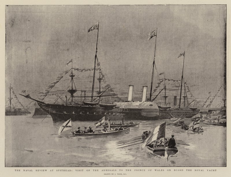 La Revista Naval en Spithead, Visita de los Almirantes al Príncipe de Gales a Bordo del Yate Real de Joseph Nash