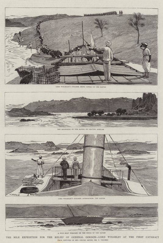 La Expedición del Nilo para el Rescate del General Gordon, Lord Wolseley en la Primera Catarata de Joseph Nash