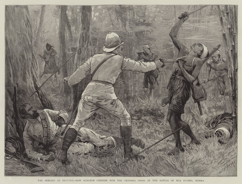 La recompensa del valor, cómo el cirujano Crimmin ganó la Cruz Victoria en la Batalla de Nga Kyaing, Birmania de Joseph Nash