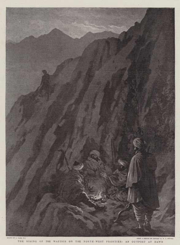 El levantamiento de los Waziris en la Frontera Noroeste, un puesto avanzado al amanecer de Joseph Nash
