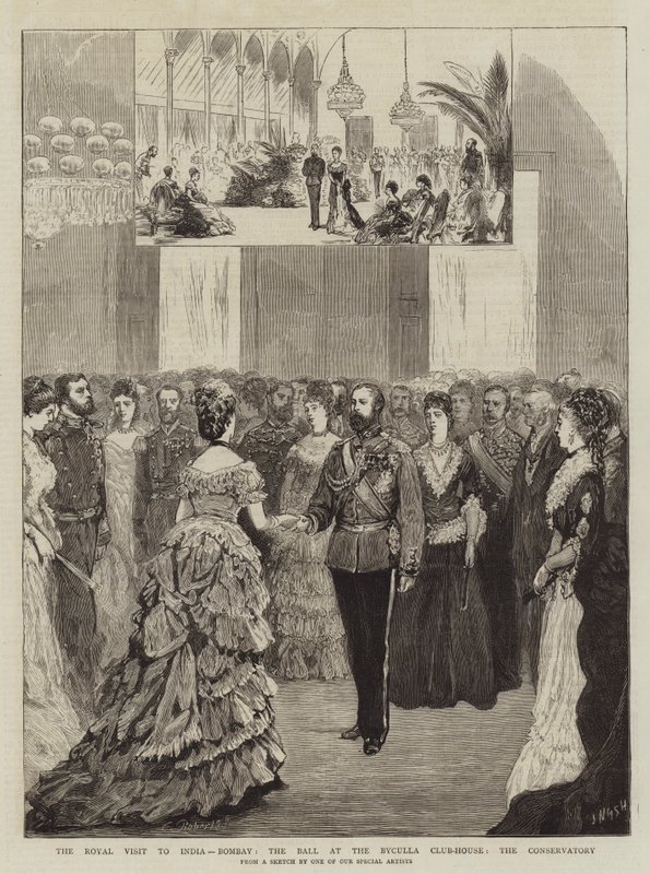 La visita real a la India, Bombay, el baile en la Casa Club Byculla, el invernadero de Joseph Nash